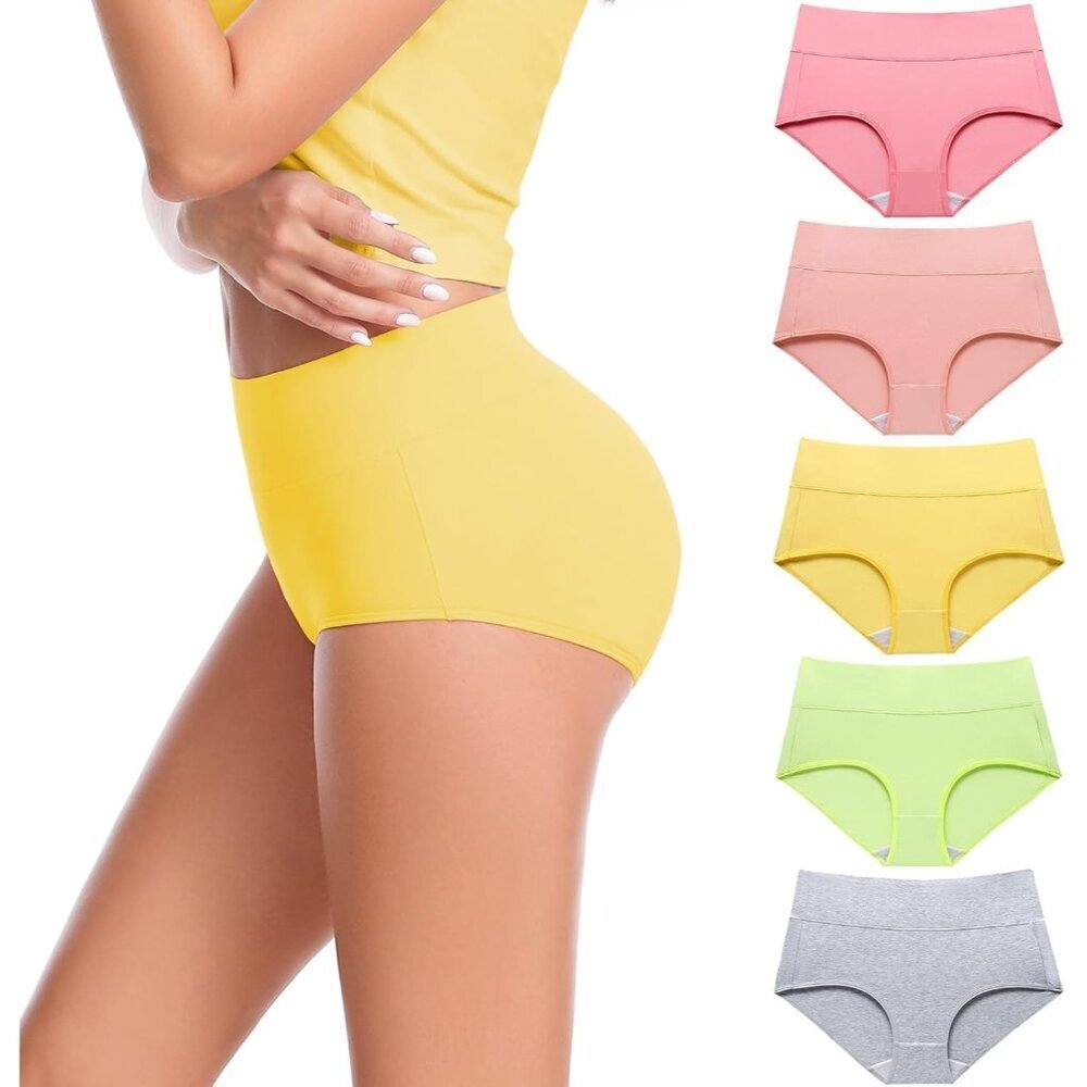 Women's Cotton Briefs Plus Size Pack 2-5 High Waist Tummy Support Panties
